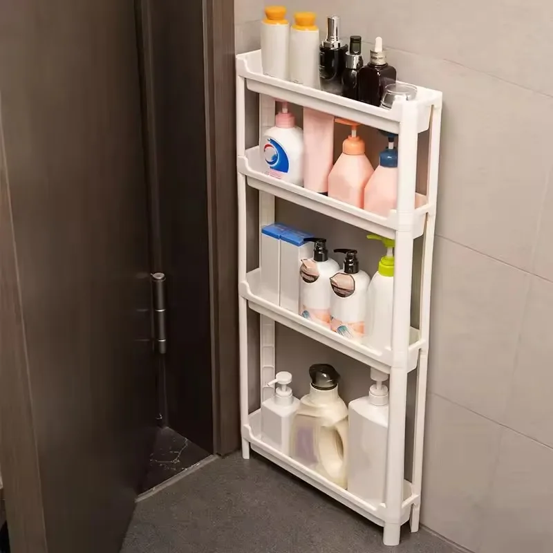 

Multi-Layer Behind-The-Door Storage Cabinet Space Saving Trolley Rack for Bathroom & Kitchen Narrow Cabinet Organization