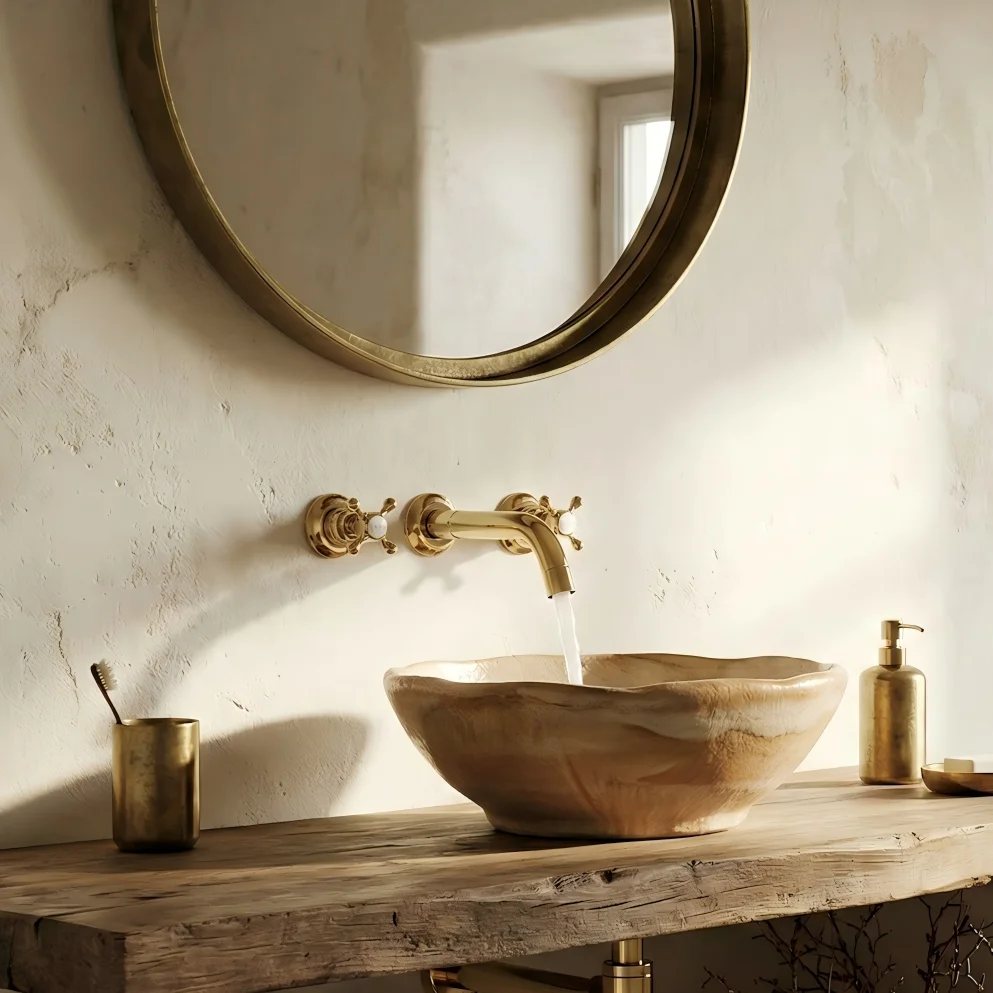 Factory Price Classical  All Brass 5 Years Warranty  Many Colors  Wall Mounted 3 Holes Basin Faucet Two Handle Basin Mixer Taps