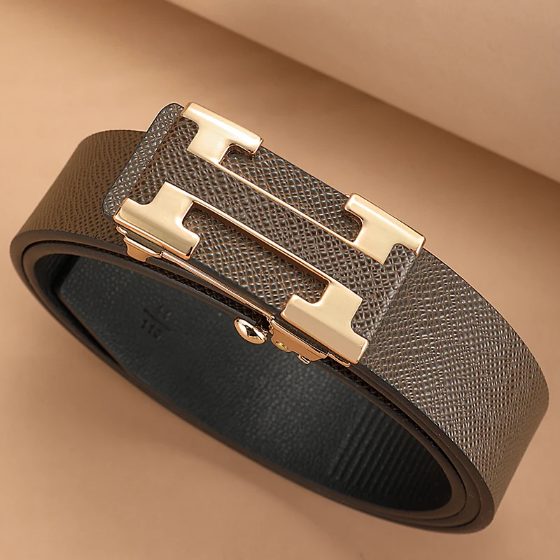 Automatic Metal Buckle Belt For Men Business Genuine Leather Waistband High Quality Luxury Brand Casual Cowskin Herrengürtel