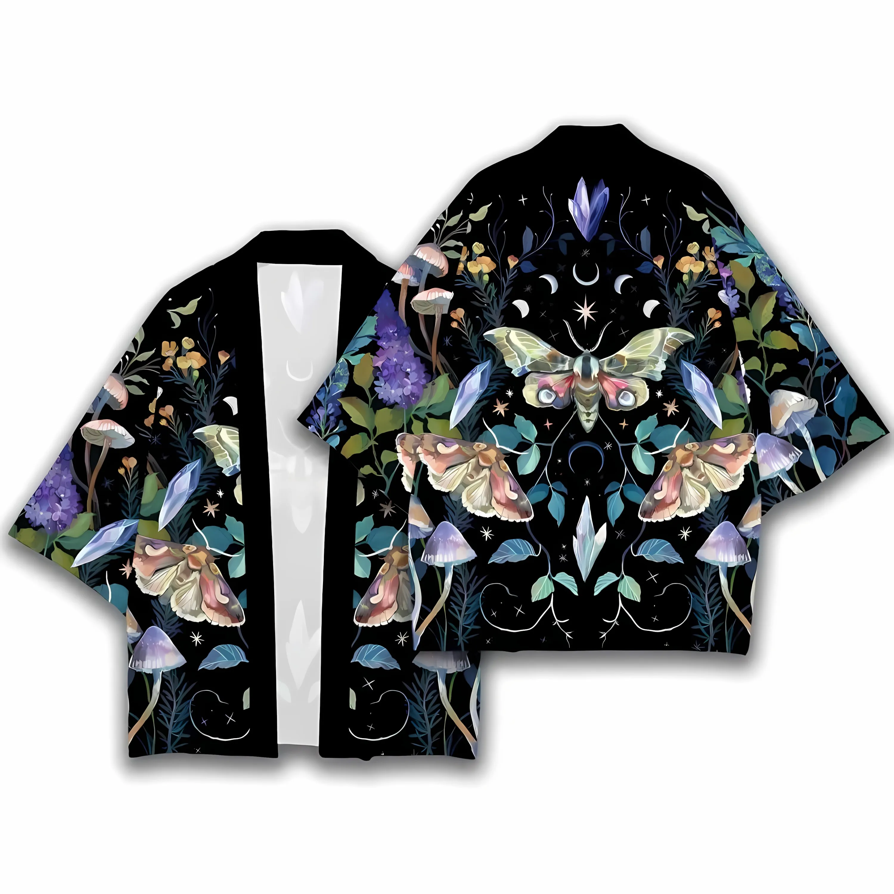 2026 Summer New Style Men's Kimono with 3D Butterfly Pattern Print for Street Casual Fashion Comfortable Soft Breathable