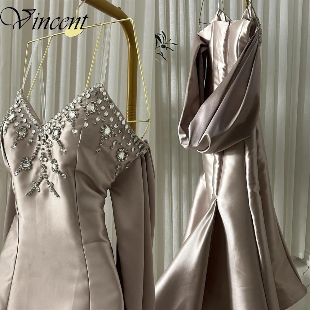 Высококачественное вечернее платье русалки в Саудовской Аравии по индивидуальному заказу, блестящие вечерние платья с кристаллами, простые платья для выпускного вечера с v-образным вырезом и молнией сзади