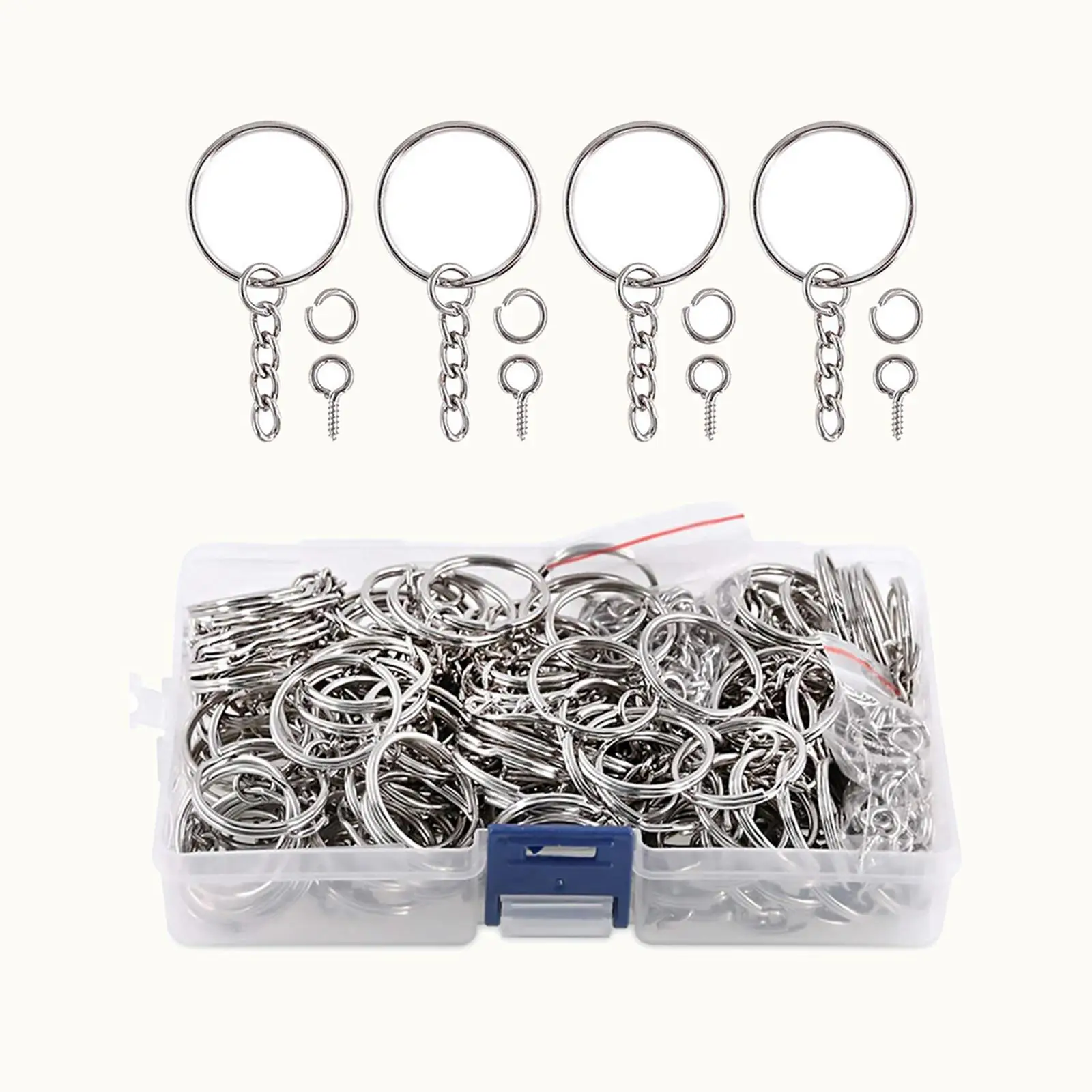 150x Key Chain Kit with Screw Eye Pins Accessories Craft Making Metal DIY