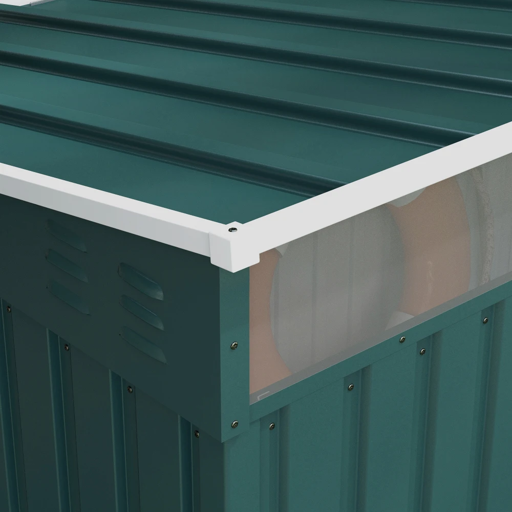PINGGO 6.5 X 4FT Galvanised Metal Shed with Foundation Kit, Lockable Tool Garden Shed with Double Sliding Doors, Vents, Green