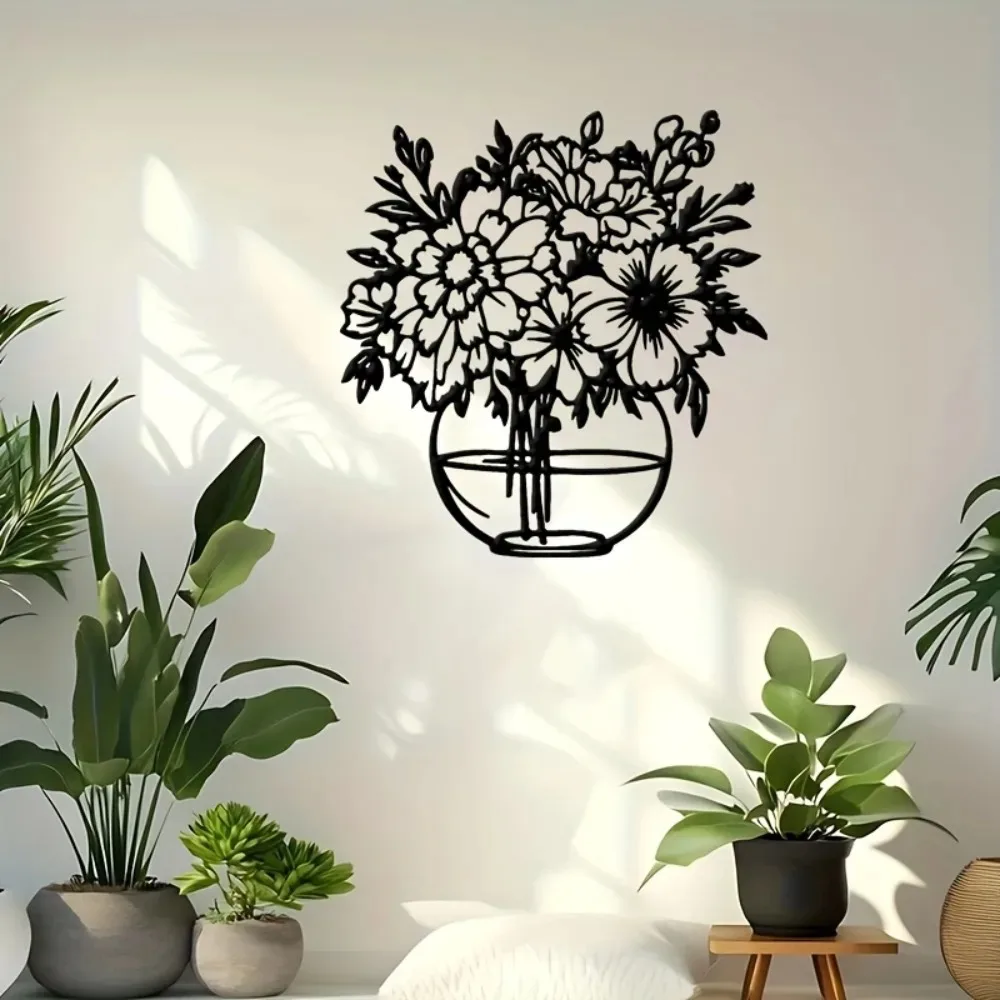 Moderne Metall-Wandkunst-Dekoration, 3D Blumen-Eisenskulptur für Wohnzimmer, Rustikale Aluminium-Paneelmalerei für Außenbereich, Einzigartiges Hochzeitsgeschenk