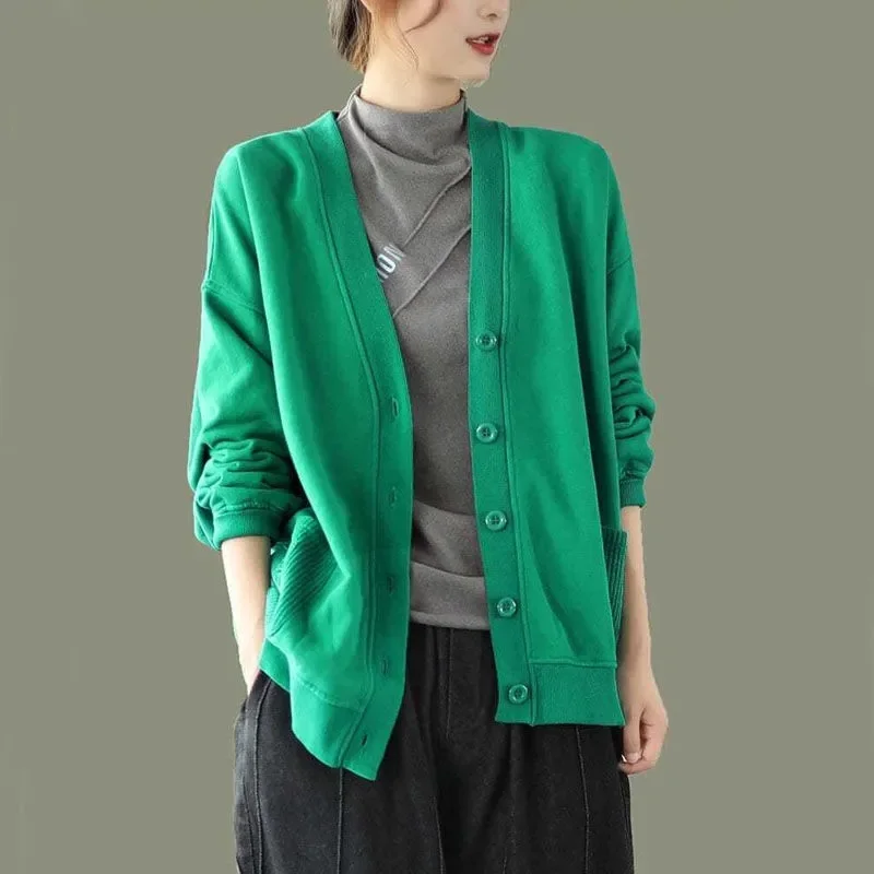 

Весенне-осенняя женская спортивная рубашка с длинными рукавами, куртка, корейская женская бейсбольная верхняя одежда с v-образным вырезом, 2025 г., женская модная толстовка, пальто