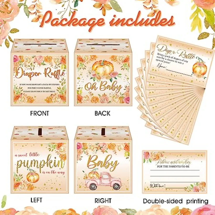 51 قطعة من تذاكر السحب للحفاضات مع صندوق كرتوني لتزيين حفلات استقبال المولود الجديد صندوق حامل لحفلات السحب للفتيات والأولاد