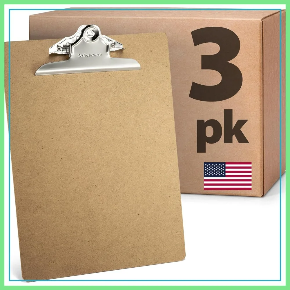 

Recycled Wood Clipboard, Letter Size 9x12.5 inch, 6" Clip, 3 Pack, Brown