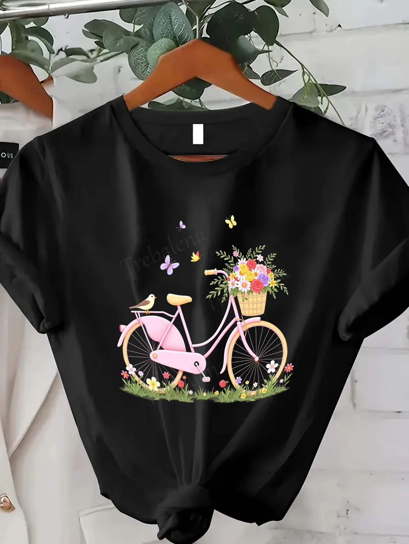 

Women T-shirt Floral Bike Print Women's T-Shirt - Cute Summer Style, Casual Outfit