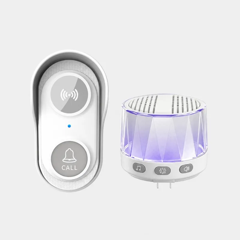 DTEN-One Click Call Wireless Doorbell, Villa Store Doorbell, Bedside Bell, Waterproof Long-Distance Elderly Caller US Plug