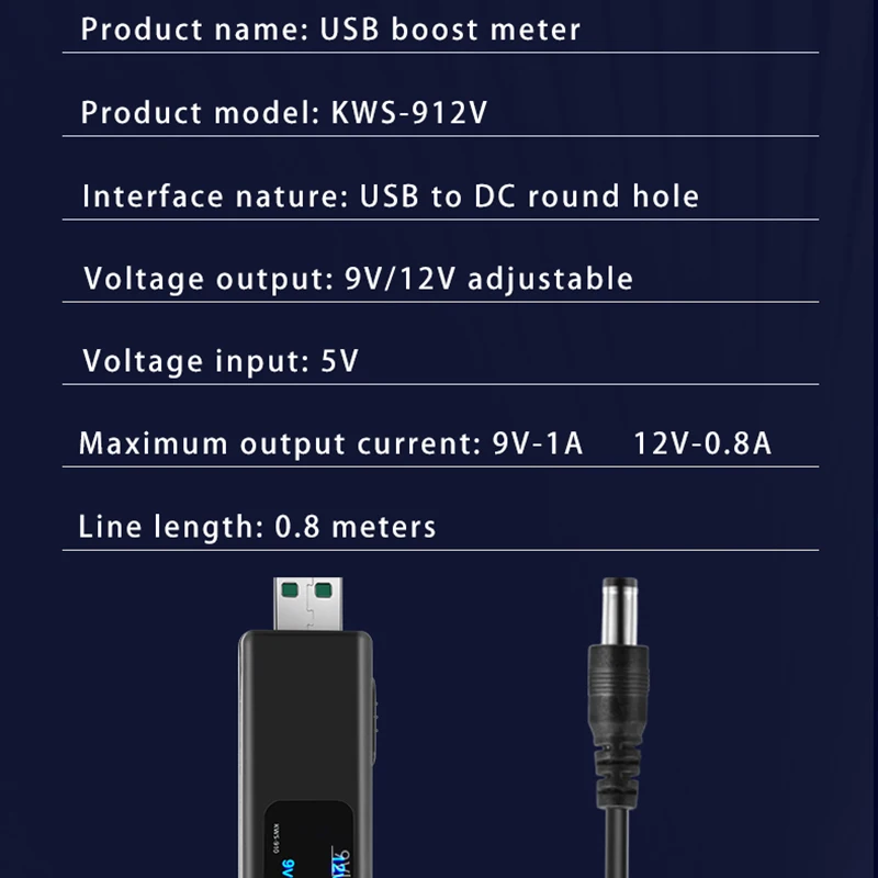 Usb power boost linha dc 5v para dc 9v/12v step up módulo conversor usb adaptador cabo 2.1x5.5mm plug