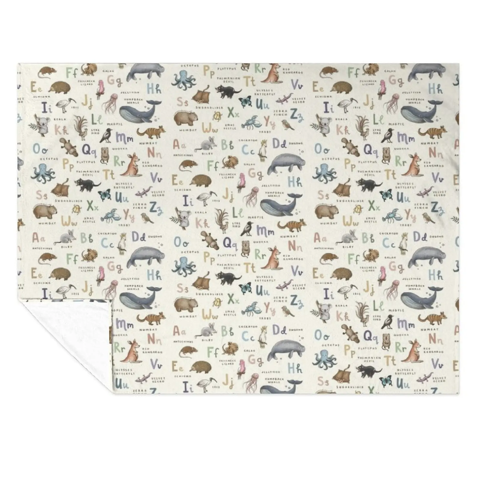 

Australian Animals Alphabet Throw Blanket Shaggy Sofa Flannels Decorative Sofa Blankets
