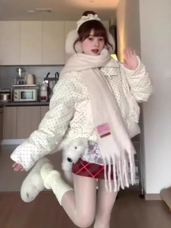 

Sweet Lamb Fur Bread Sle Jaet Women's Winter Clothes Thiened Cotton Outerwear Korean Sle Commute Faion plus Size