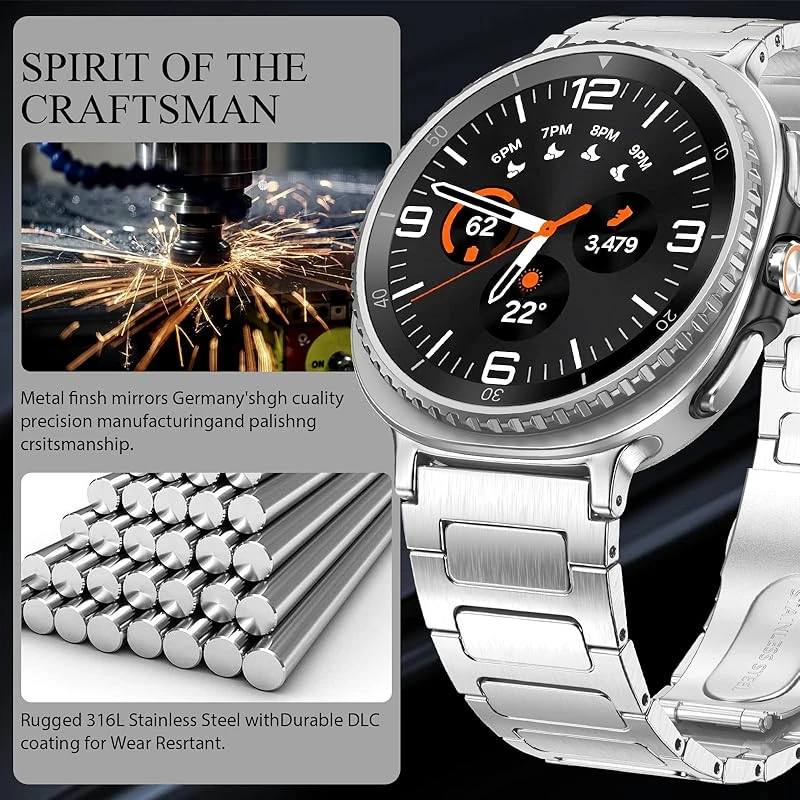 新しいステンレススチールバンドループ Samsung Galaxy Watch 8 40mm/44mm、クラシック 46mm リストストラップと互換性あり