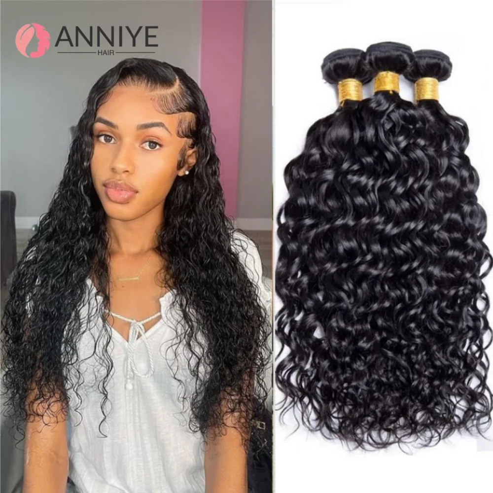 

Water Wave Human Hair Bundles Curly Deep Wave 1 3 4 Bundles Brazilian Natural Black Human Hair Remy Hair 100% Human Hair Natural