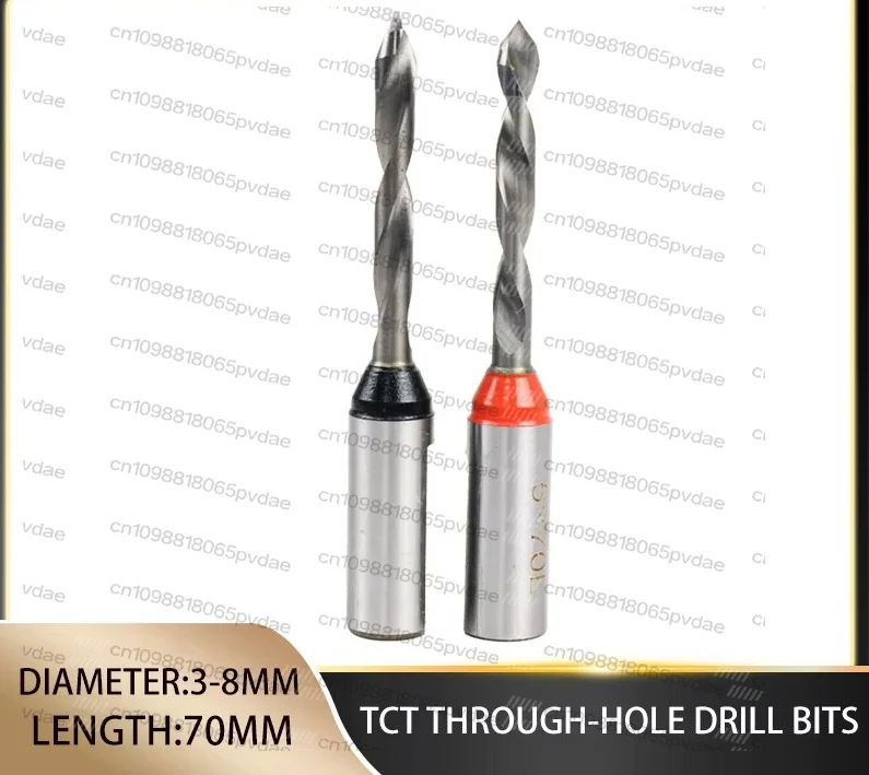 5PCS Good Quality Carbide TCT Through-Hole Drill Bits CNC Router For Woodworking Tools Total Length 70mm