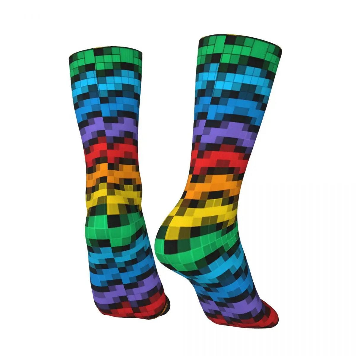 Groovy Wavy Cubes In 70 S Colors Men's Socks Vintage Harajuku Street Style Novelty Seamless Crew Sock