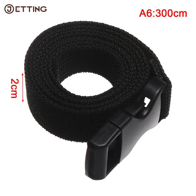 0.5~3M Black Durable Nylon Travel Tied Cargo Tie Down Luggage Lash Belt Strap With Cam Buckle Travel Kits Outdoor Camping Tool