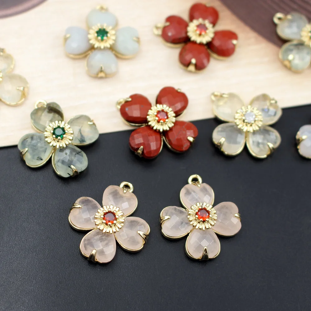 3-個-diy-ジュエリーアクセサリークロスシェイプ-cz-ファセットナチュラルピンクレッドグリーンブルーストーンペンダントコネクタイヤリングネックレス用