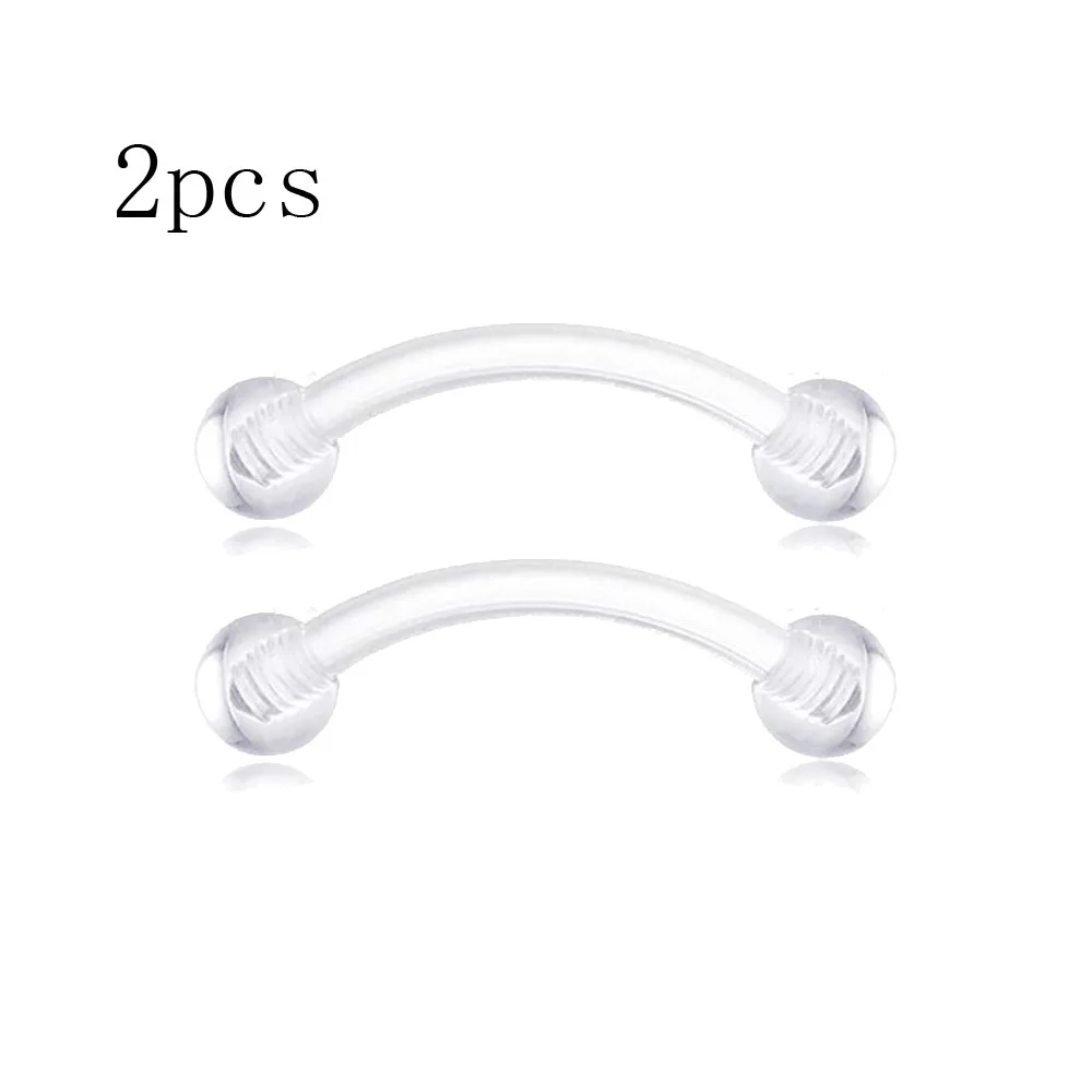 Clear Cartilage Earring Piercing Retainers Flexible Acrylic Helix Hoop Nose Lip Stud Eyebrow Tragus Septum Horseshoe Ring White