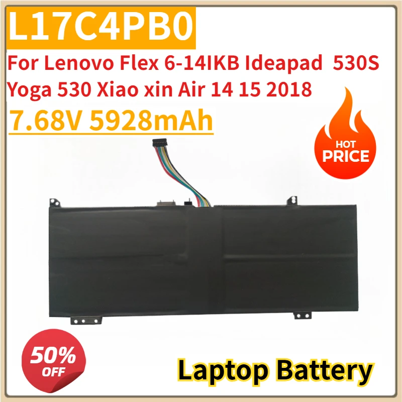 

New Replacement Laptop Battery 7.68V 5928mAh L17C4PB0 for Lenovo Flex 6-14IKB Ideapad 530S Yoga 530 Xiao Xin Air 14 15 2018