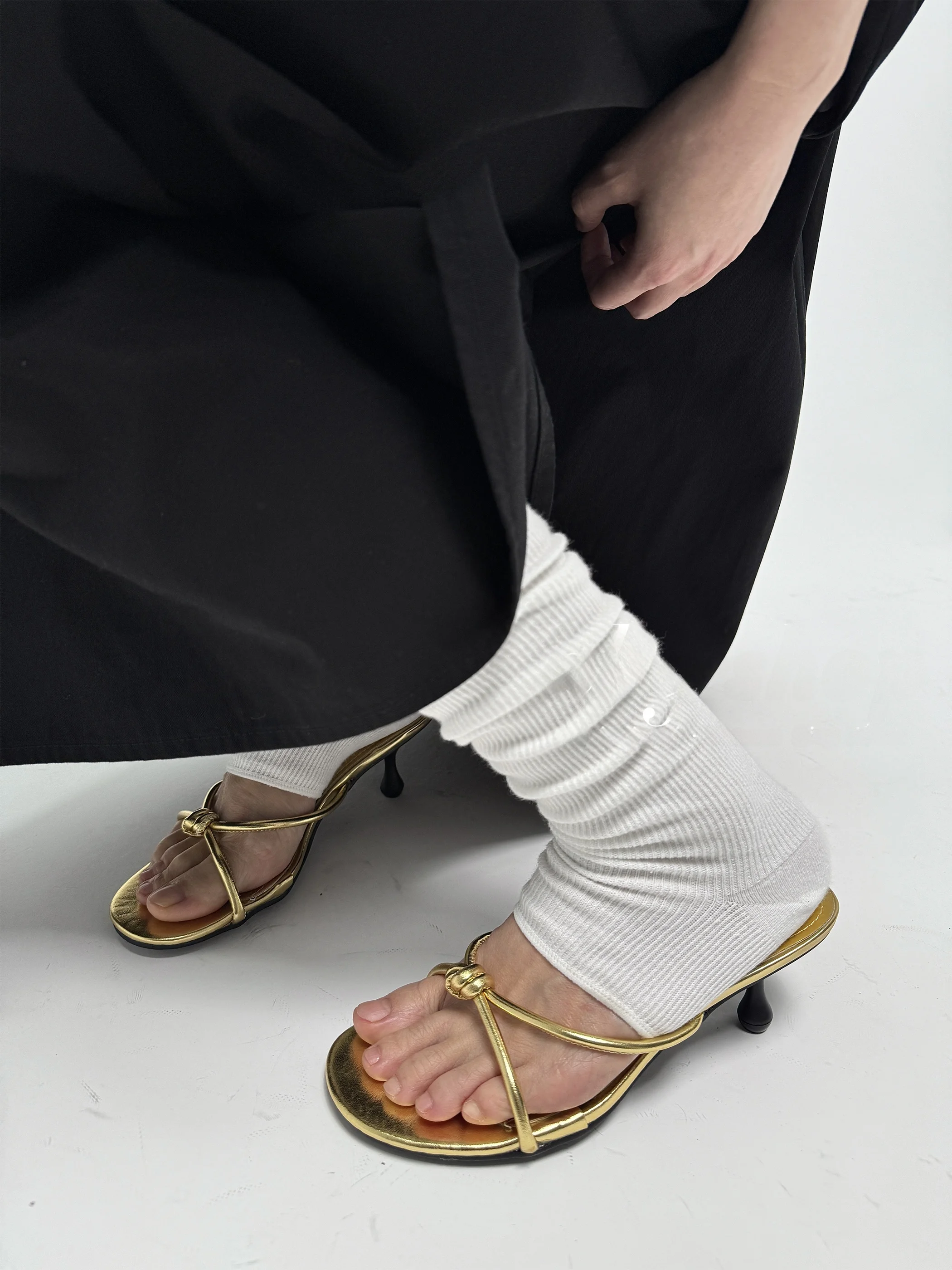 

Gold Strap High Heel Sandals Women's Unique Design Summer New Arrival Anti-Slip Faionable Slip-On Ladies' Footwear