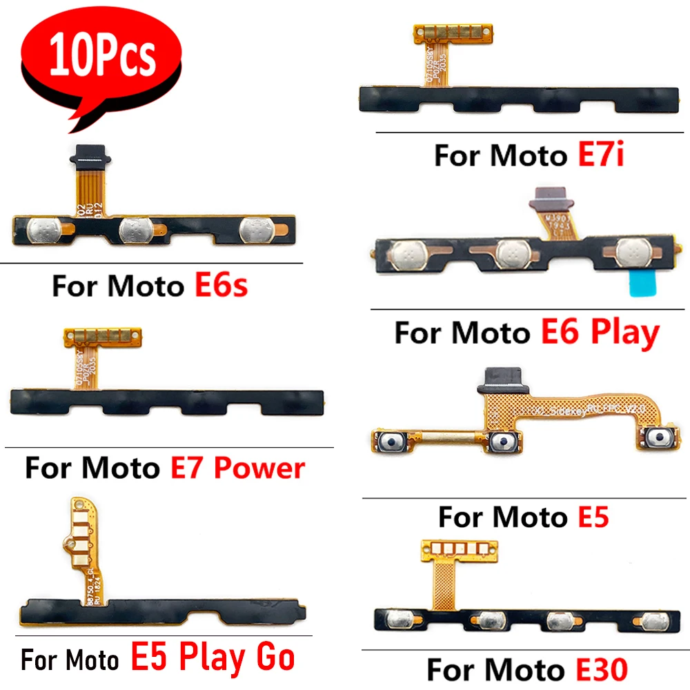 

10Pcs，NEW Power On Off Volume Side Button Key Flex Cable Replacement For Moto E20 E30 E40 E6s E7i E7 Power E6 Plus E5 Play Go