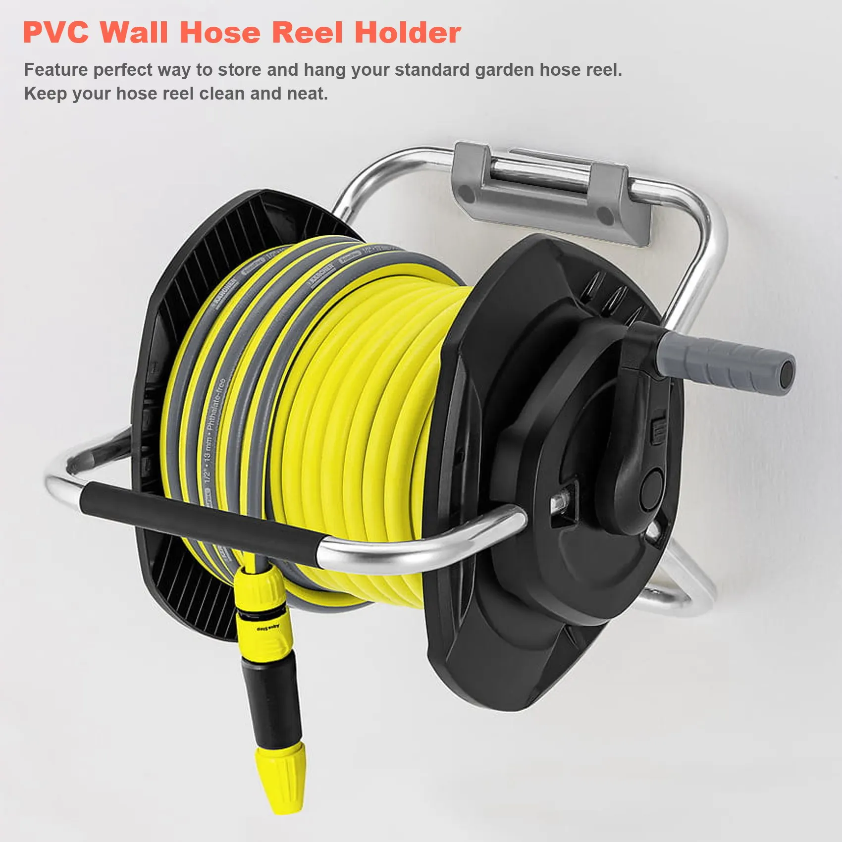HLZS-2Pcs Garden Hose Reel Holder PVC Wall Mounted Garden Hose Hanger Pipe Holder With 8Pcs Expansion Screws
