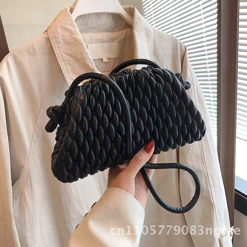 Sac à bandoulière de Style coréen pour femmes, sac à bandoulière rétro Simple et décontracté, Design nuage plissé urbain minimaliste PU moyen