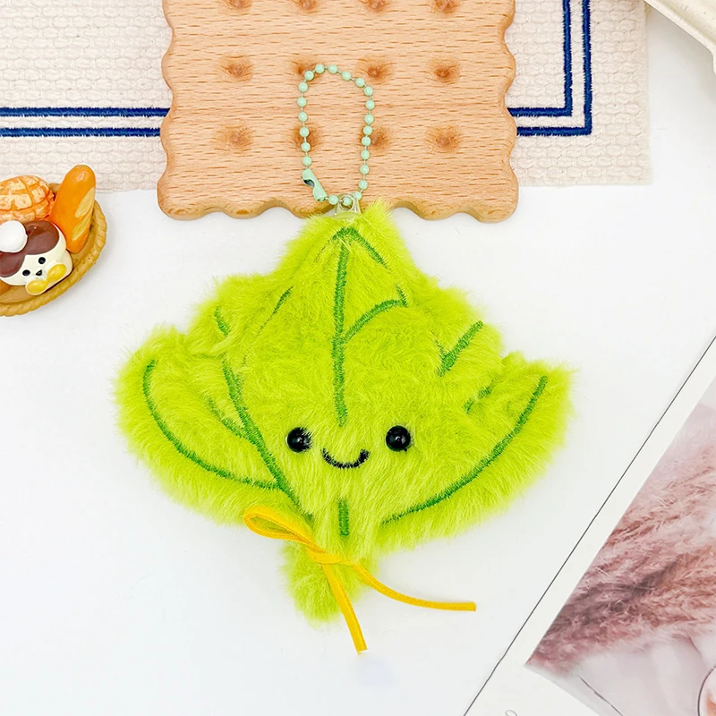 1Pc Alien Kat Pluche Sleutelhanger Leuke Opknoping Geluk Sleutelhanger Pomelo Bladeren Bag Charm Drive Away Slechte Geluk Rugzakken hanger