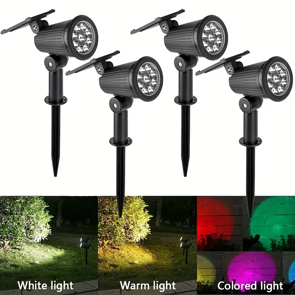 Luci solari per esterni, luce solare da giardino a 9 LED, luci solari impermeabili, faretto solare, luci da percorso per percorsi, cortile, alberi