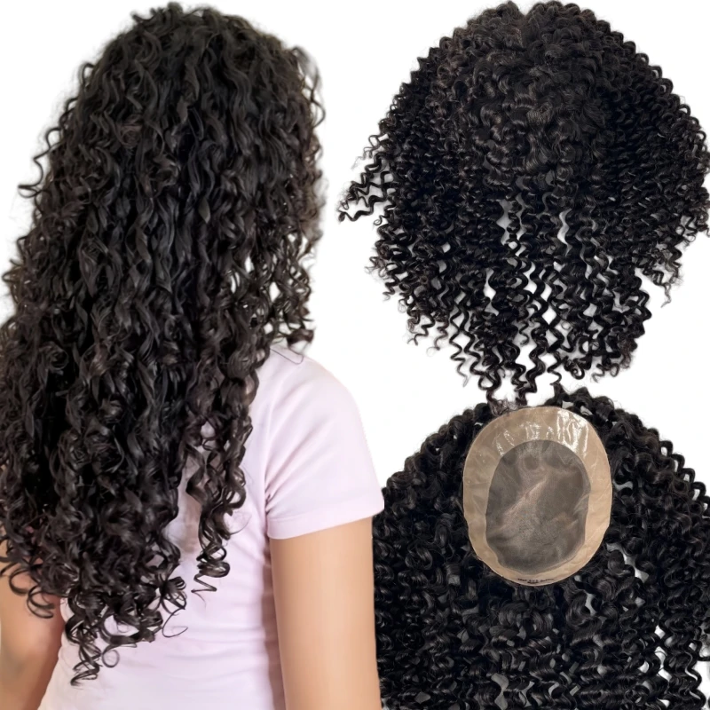 16 بوصة شعر بشري عذراء برازيلي # اللون الطبيعي غريب مجعد 6x8 توبر أحادي للمرأة السوداء #1