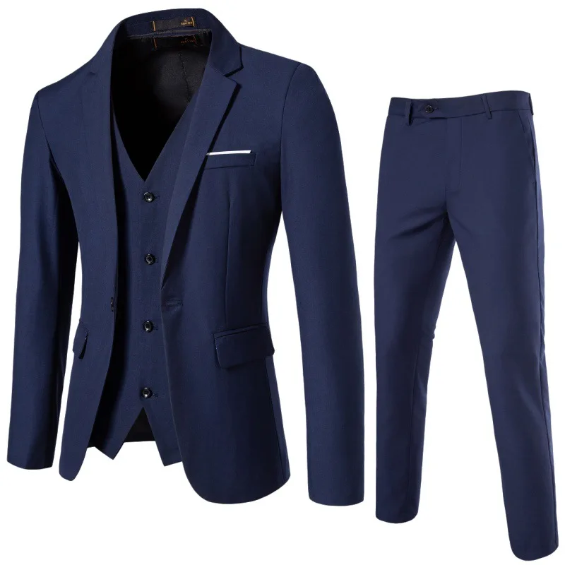 

Autumn and Winter New Men's Fashion One-button Suit Three-piece Work Clothes Wedding Clothing