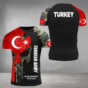 Truthahnflagge Herren T -Shirts Forest CamoUflage Print Kleidung Hombre Sommer Die Hals übergroße Mode Kurzarm Männer 8 Hauptverkäufe Türkiye T -Shirt - №1
