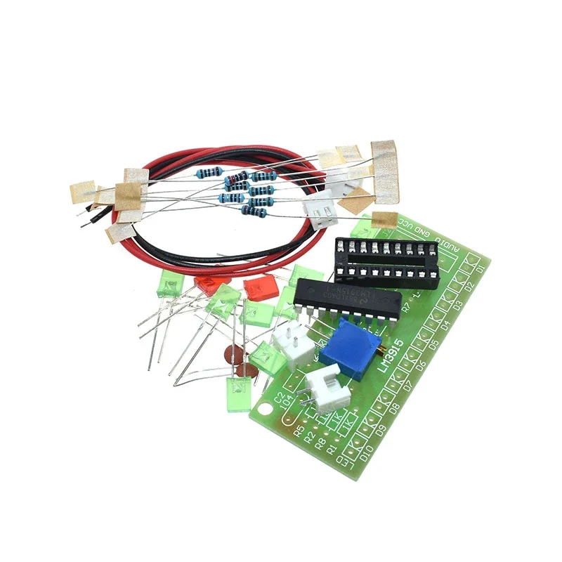 LM3915 DC 9V-12V 10 LED analizator widma dźwięku Audio zestaw wskaźnik poziomu DIY elektoronics lutowanie zestaw laboratoryjny