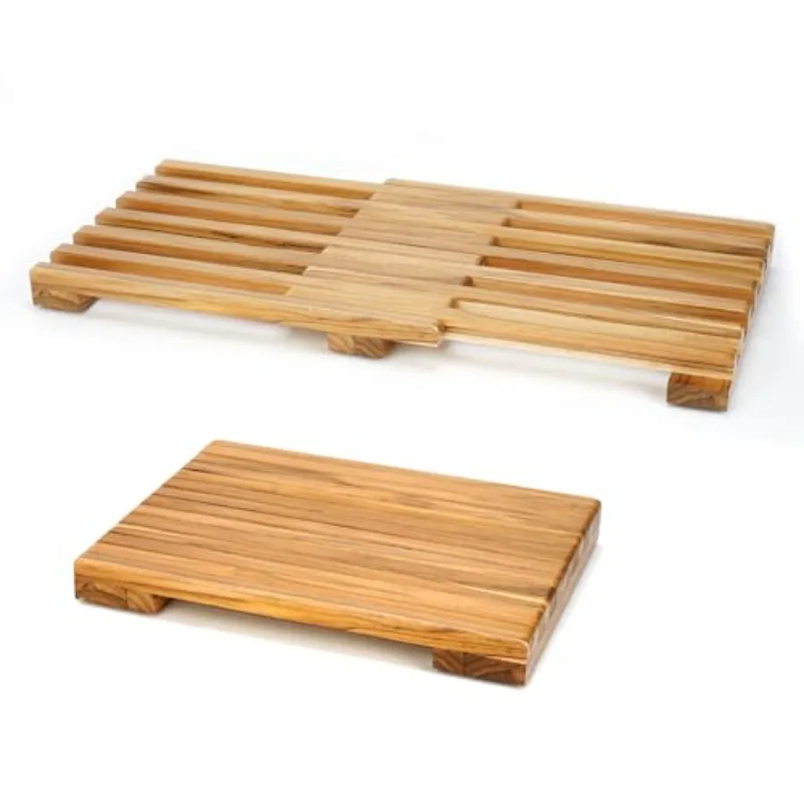 

Teak Shower Mat Adjustable Length Wooden Bathroom Mat Non-Slip Bath Mat Sauna Mat for Spa Sauna Room Pool Indoor Outdoor Floori