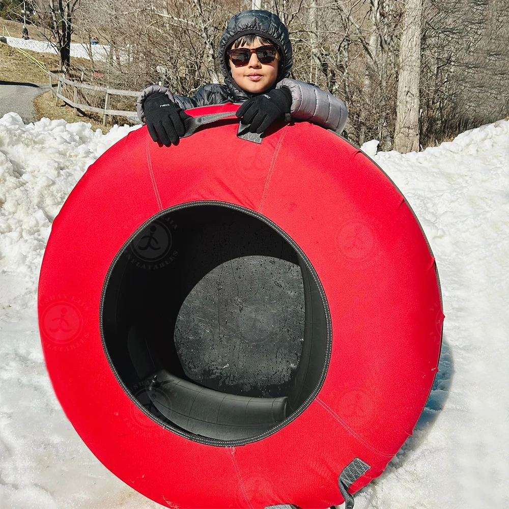 Slitta a tubo per slitta da sci da neve doppia commerciale gonfiabile in gomma personalizzata in fabbrica per lo sport invernali