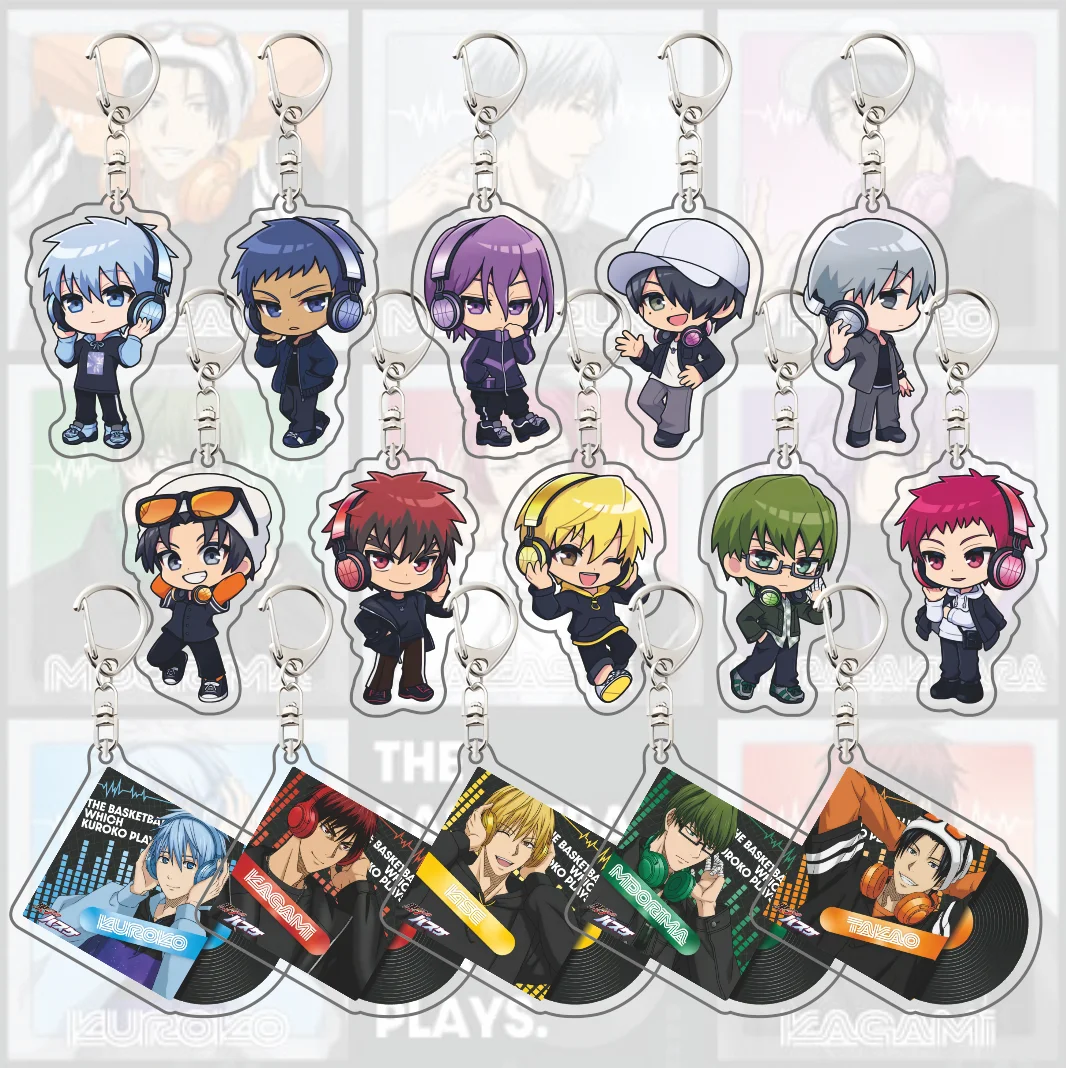 Kuroko Kagami Kise Aomine Kuroko Basketball Acrylic Keychain, Trendy Headphones Chibi Keyring, Streetwear Anime Bag Pendant,