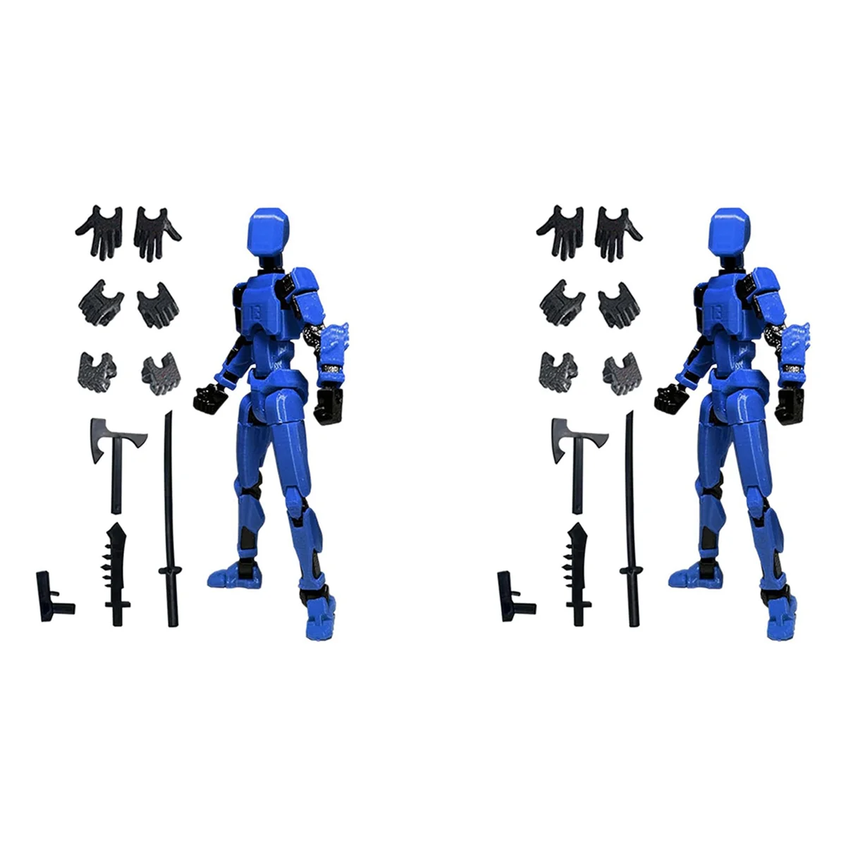 BEDW-2X Robotactiefiguur, 3D-geprint met volledige articulatie voor Stop Motion-animatie Blauw