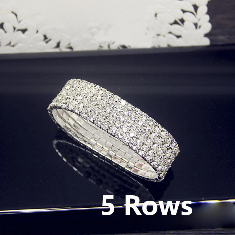 Luxury Full White AAA CZ Zircon Crystal Elastic Bracelet Bling Iced Out Rhinestone Women\'s Bracelet for Women Wedding Jewelry