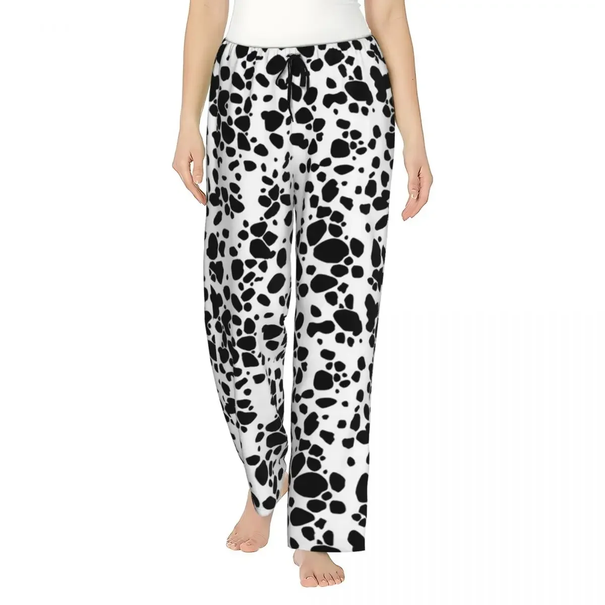 

Custom Dalmatian Dog Texture Women Pajama Pants Lounge Sleep Sleepwear Bottoms with Pockets