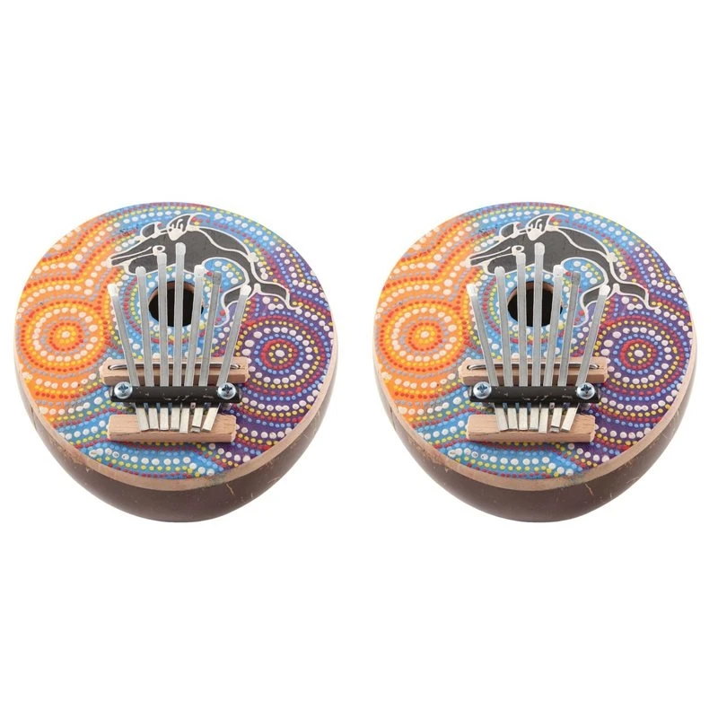 ABXI 2X 7 Key Tuneable Coconut Shell Mbira Portable Kalimba Adjustable Finger Thumb Piano Musical Instrument