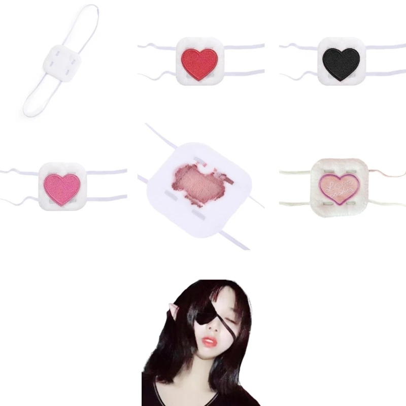 

Women Anime Cosplay Eyepatch Eyeshade Heart Embroidery Single Eye Mask Blindfold Head Wear Lolita-Heart Eye Mask