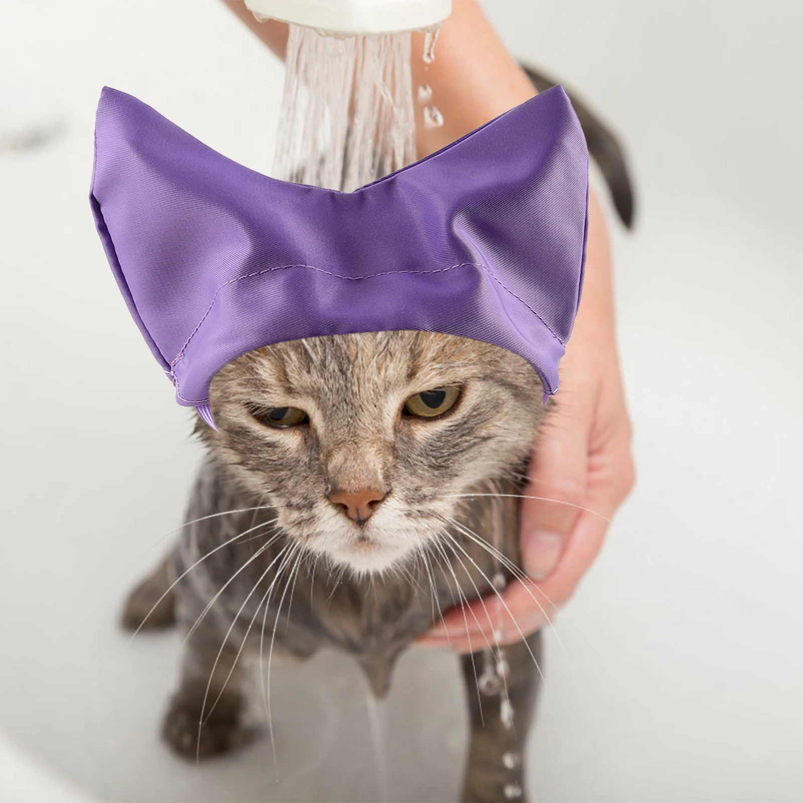 

2 Pcs Pet Waterproof Shower Cap Adjustable Dog Bath Cat Ear Cover for Wrap Headgear