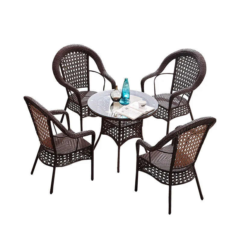 

Rattan chair outdoor table and chair garden terrace rattan furniture combination five-piece balcony courtyard villa outdoor roun
