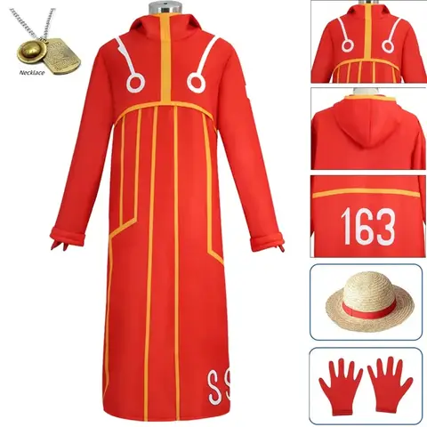 New Egghead Island Costume Monkey D Luffy Robe Cosplay Costume 163 Luffy Jacket Coat Hat Outfit Halloween Suit