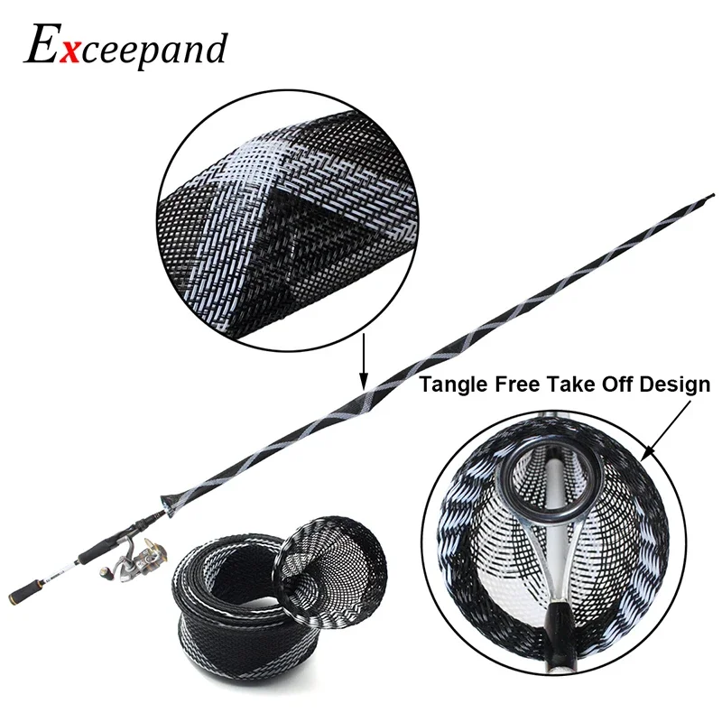 10 Colors Exceepand New Tangle Free Fishing Rod Sleeve 170 cm 30 mm Width Casting Fishing Rod Cover Pole Sock