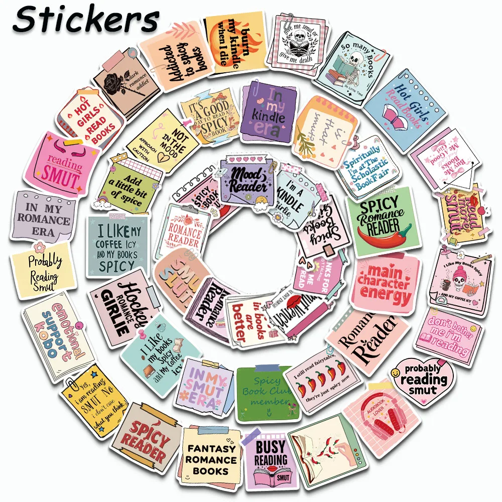 50PCS Bookish Sticky Notes Stickers Cartoon INS Style Graffiti Decals DIY Motorcycle Luggage Skateboard Toy Waterproof Stickers