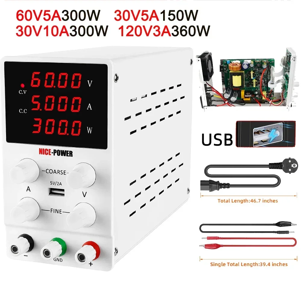 

30V 10A 60V 5A DC Lab Regulated Power Supply Adjustable Laboratory Voltage Regulator Stabilizer Switching Bench Source 220V/110V