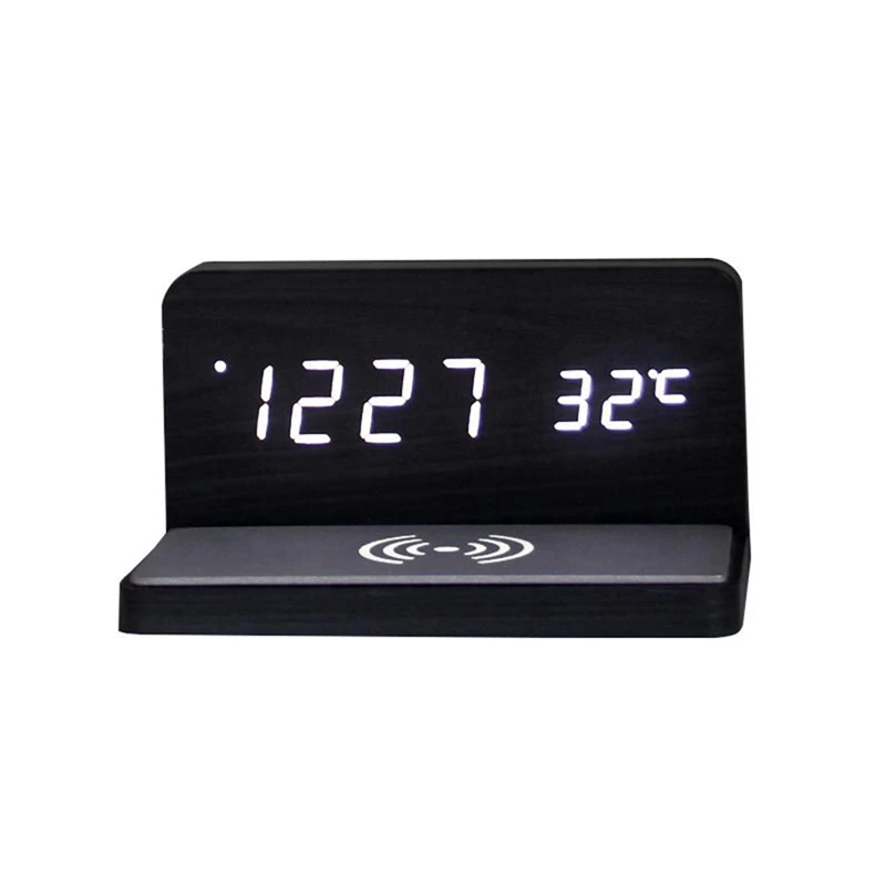 TOP 10W Multifunctional LED Wireless Charging Alarm Clock Silent Clock Electronic Clock Wireless Charging Thermometer