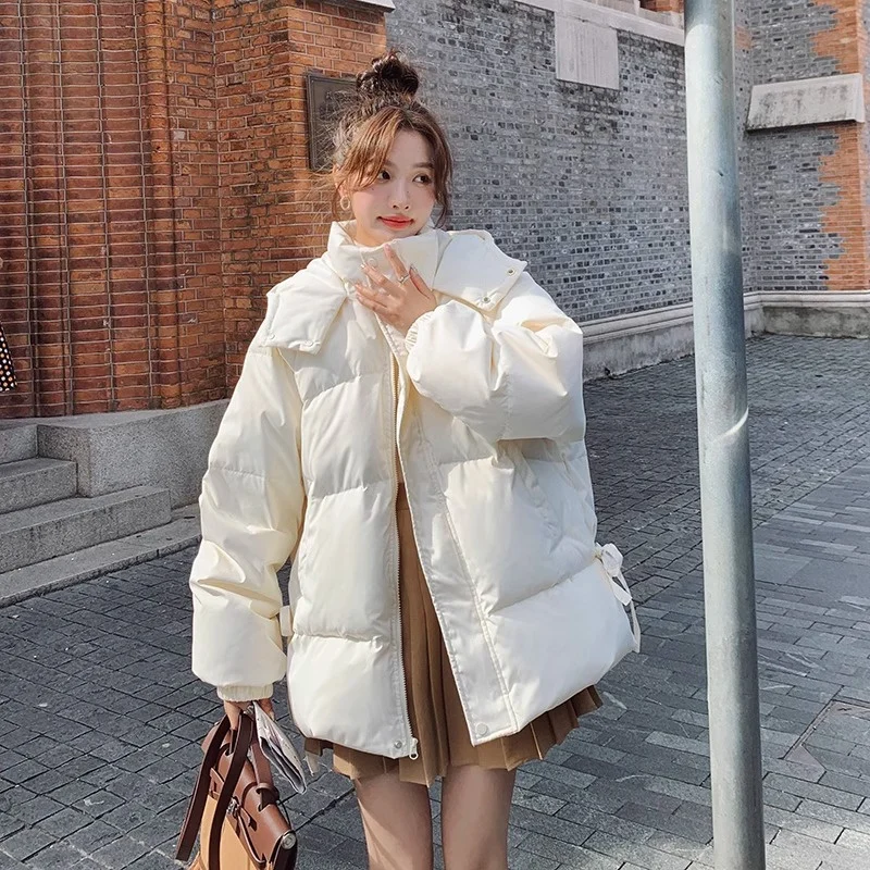 

plus Size Loose Fit Long Sve Cotton Jaet Women's Outerwear Korean Sle Commute ape Pear ape Straight Tube
